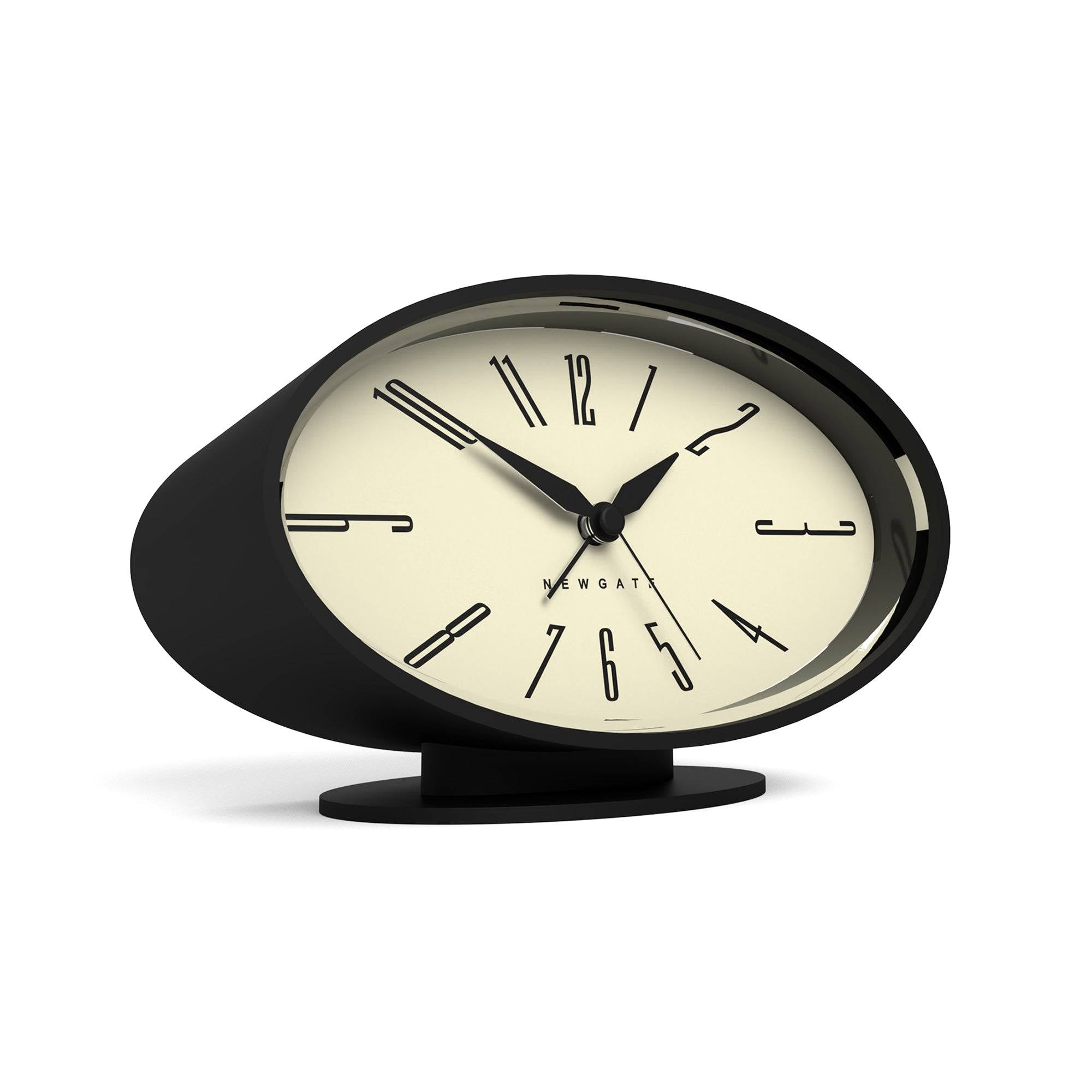 Ronnie alarm clock in black | Silent 'No Tick' | Newgate World