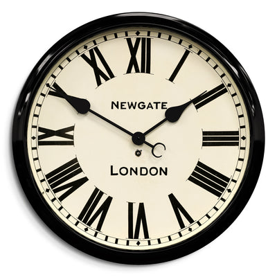 Black Station Wall Clock - Roman Numeral - Classic Large - Newgate Battersby CLJ71K