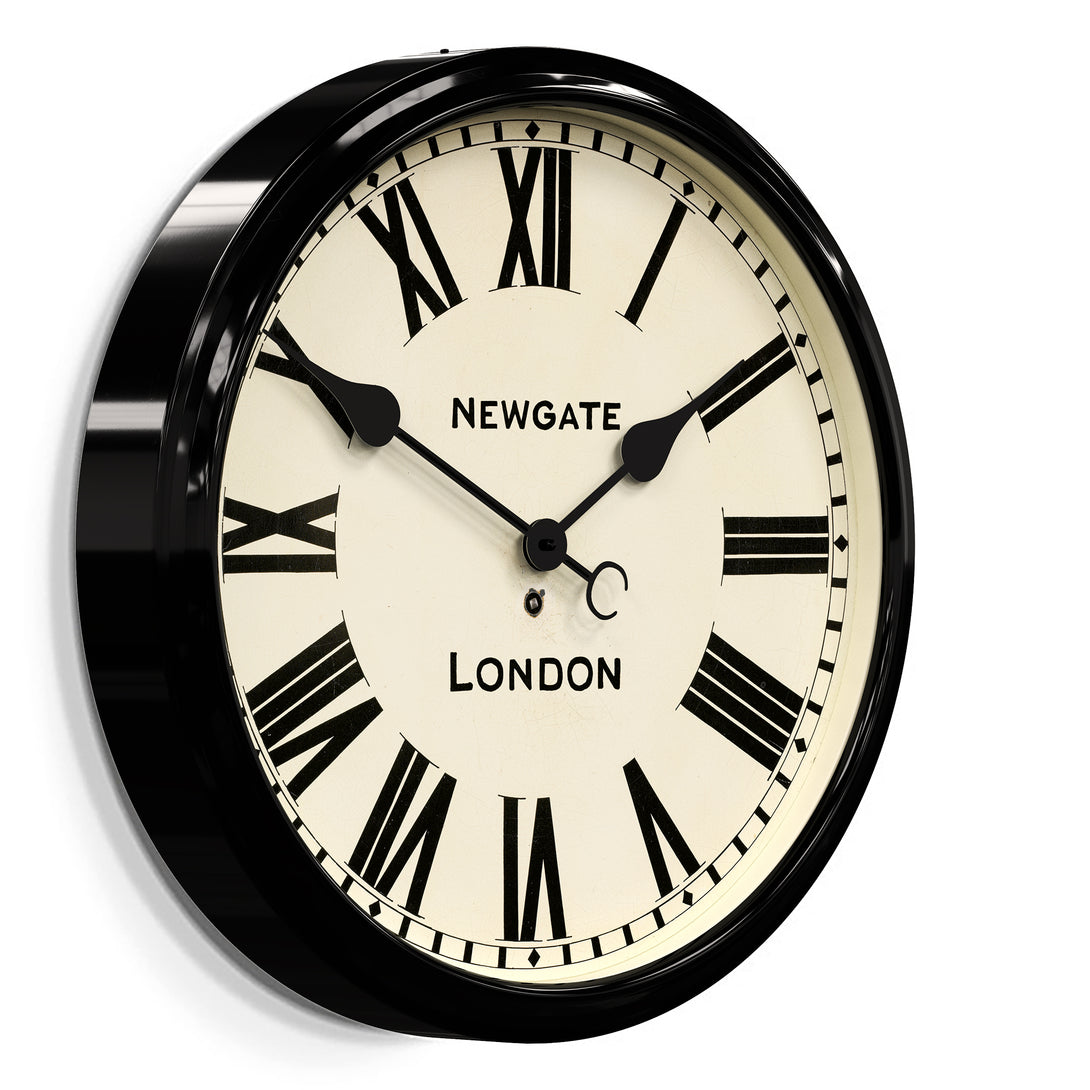 Black Station Wall Clock - Roman Numeral - Classic Large - Newgate Battersby CLJ71K