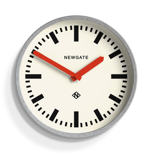 Newgate Luggage wall clock in galvanised and red