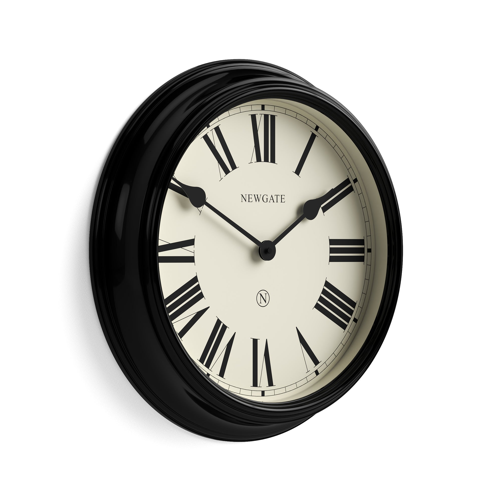 Newgate Number Five Railway wall clock in black and yellow