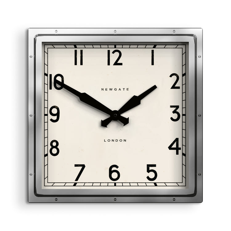 Newgate Quad wall clock in stainless steel