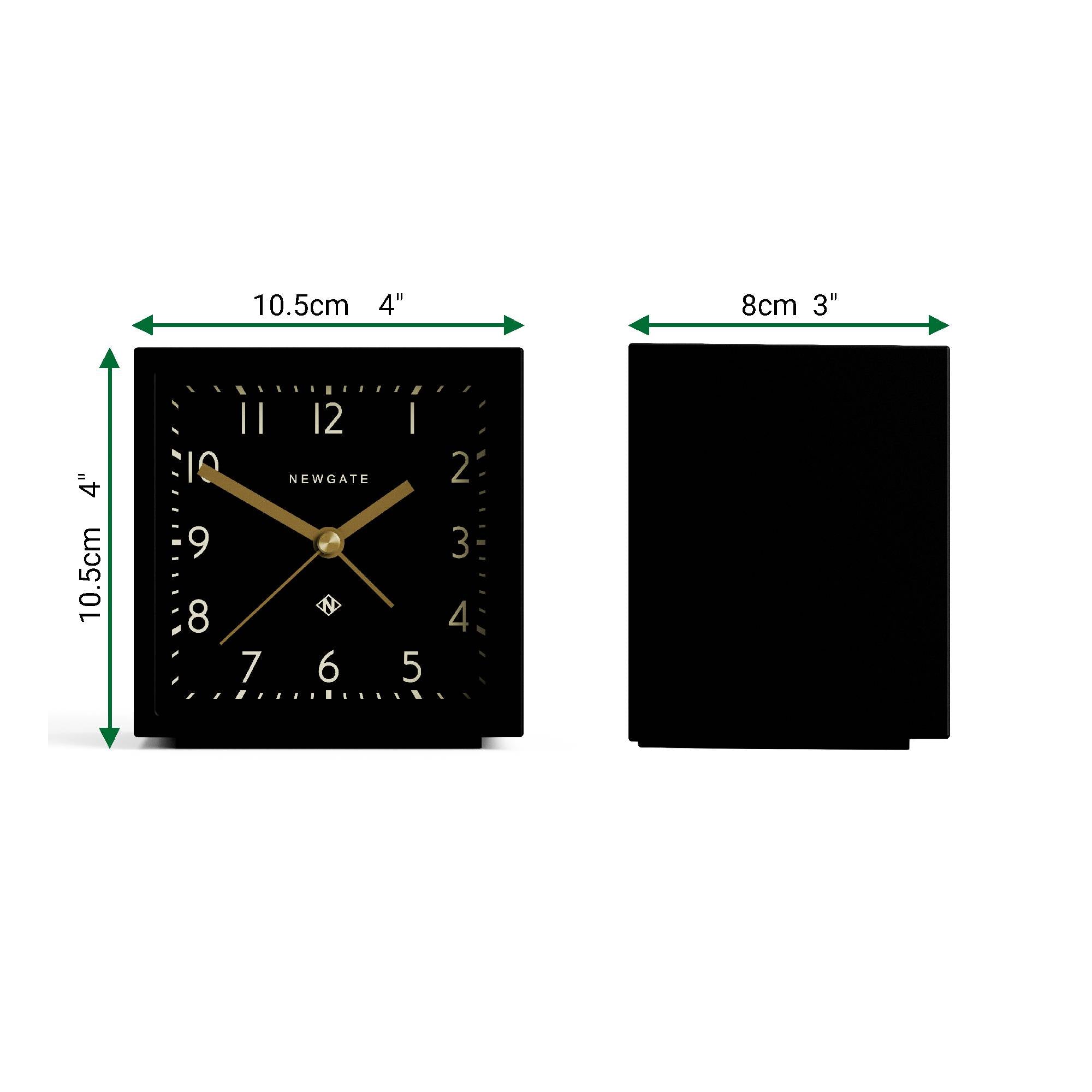 Equinox alarm clock in black with reverse dial | Silent 'No Tick