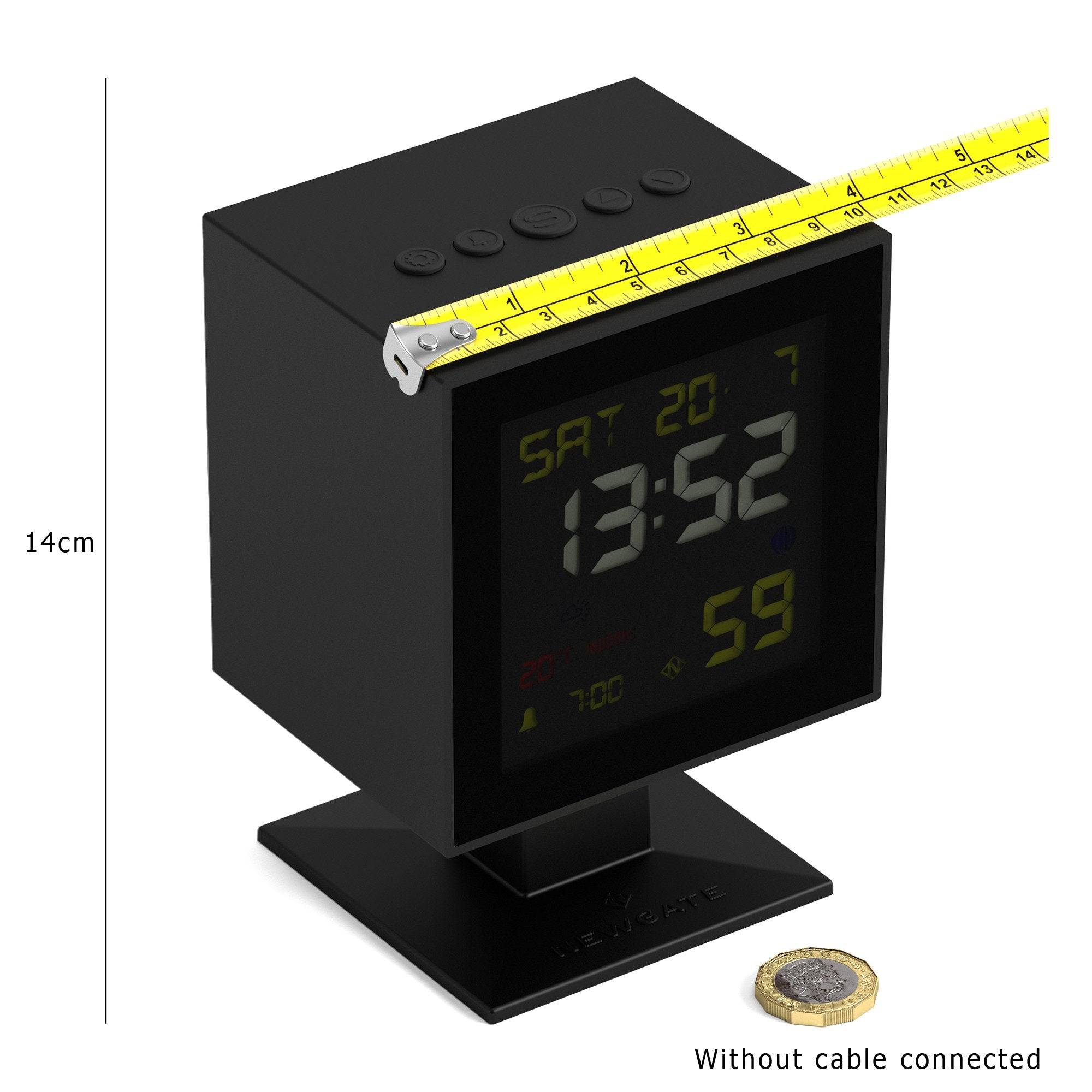 Digital Monolith Alarm Clock | Black with Black LCD Display