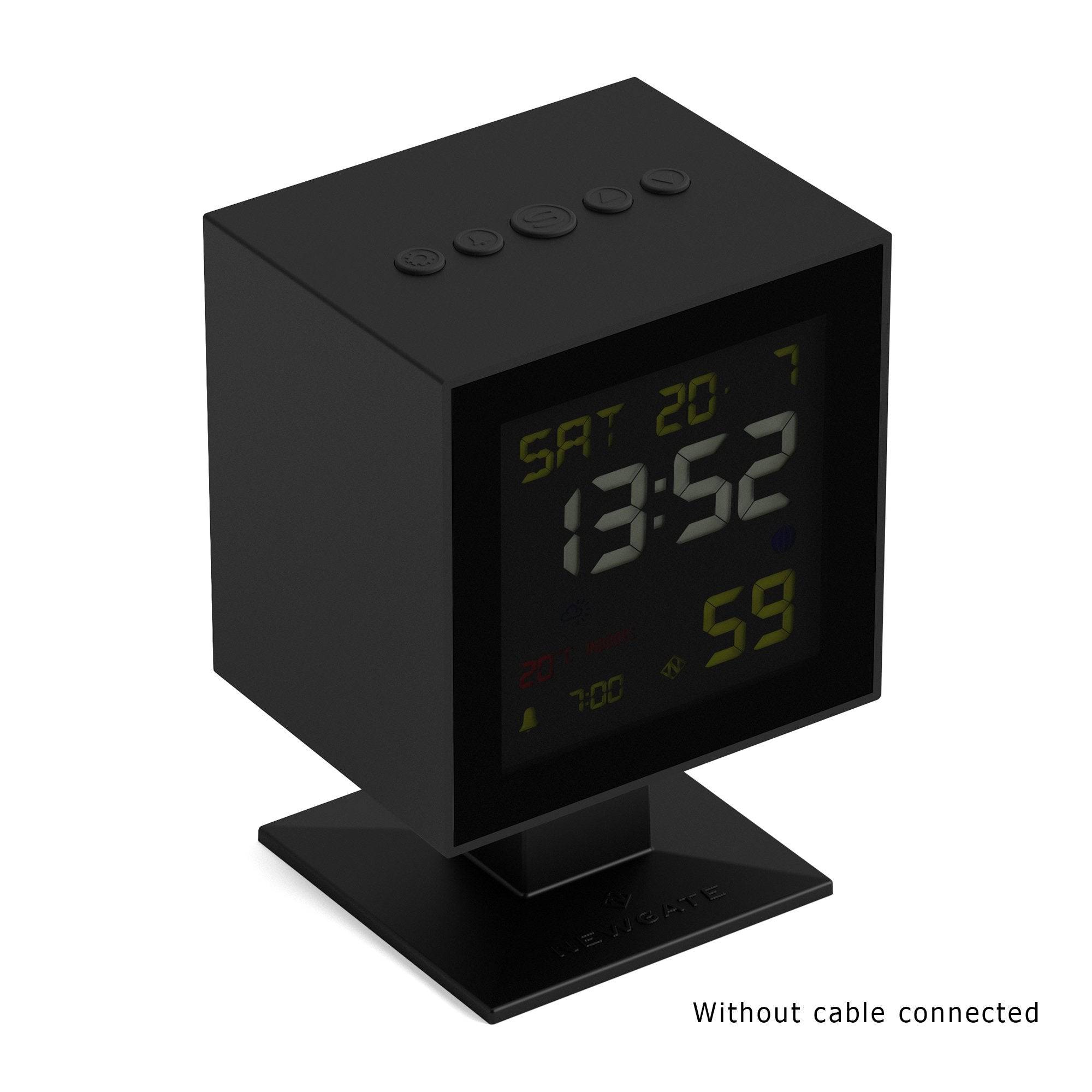 Digital Monolith Alarm Clock | Black with Black LCD Display