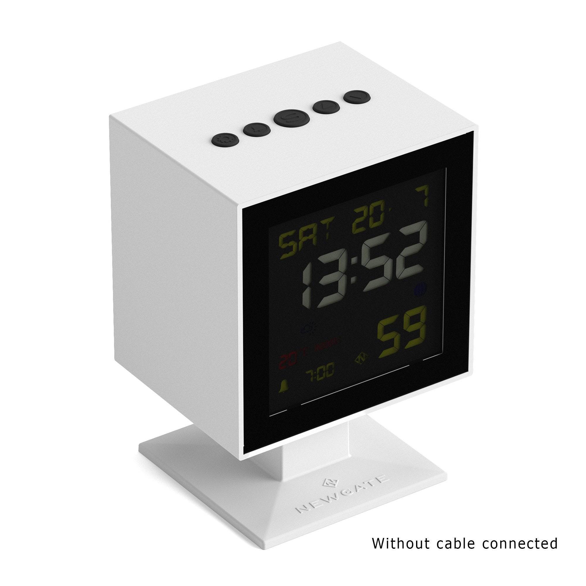 Digital Monolith Alarm Clock | White with Black LCD Display
