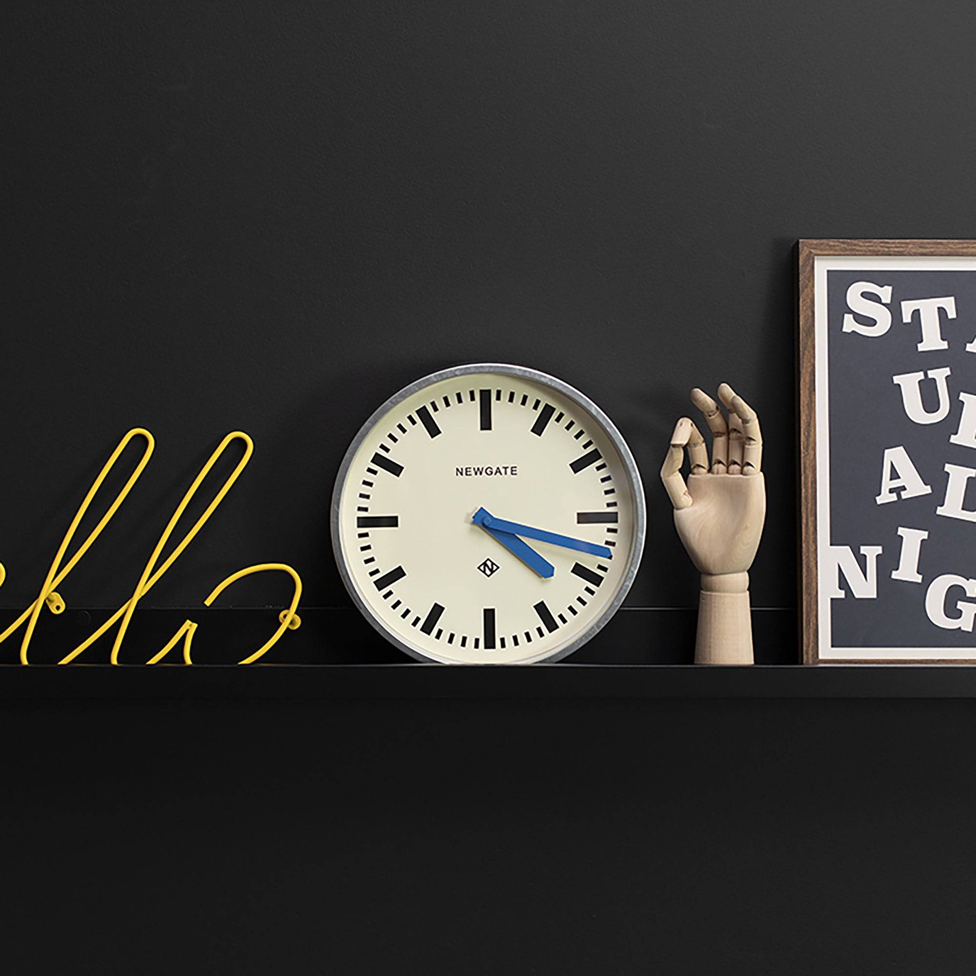 Newgate Luggage wall clock in galvanised and blue – Newgate World