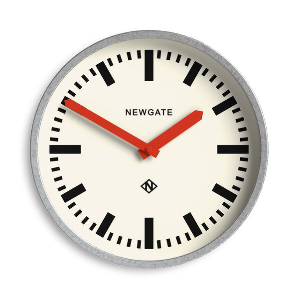 Newgate Luggage wall clock in galvanised and red