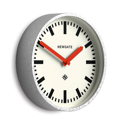 Newgate Luggage wall clock in galvanised and red
