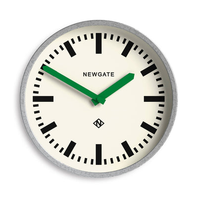 Newgate Luggage wall clock in galvanised and green