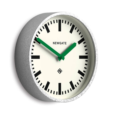 Newgate Luggage wall clock in galvanised and green