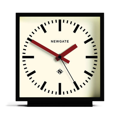 Newgate Amp mantel clock in black with red hands