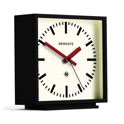 Newgate Amp mantel clock in black with red hands