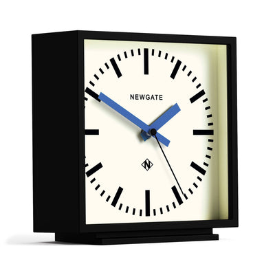Newgate Amp mantel clock in black with blue hands