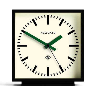 Newgate Amp mantel clock in black with green hands
