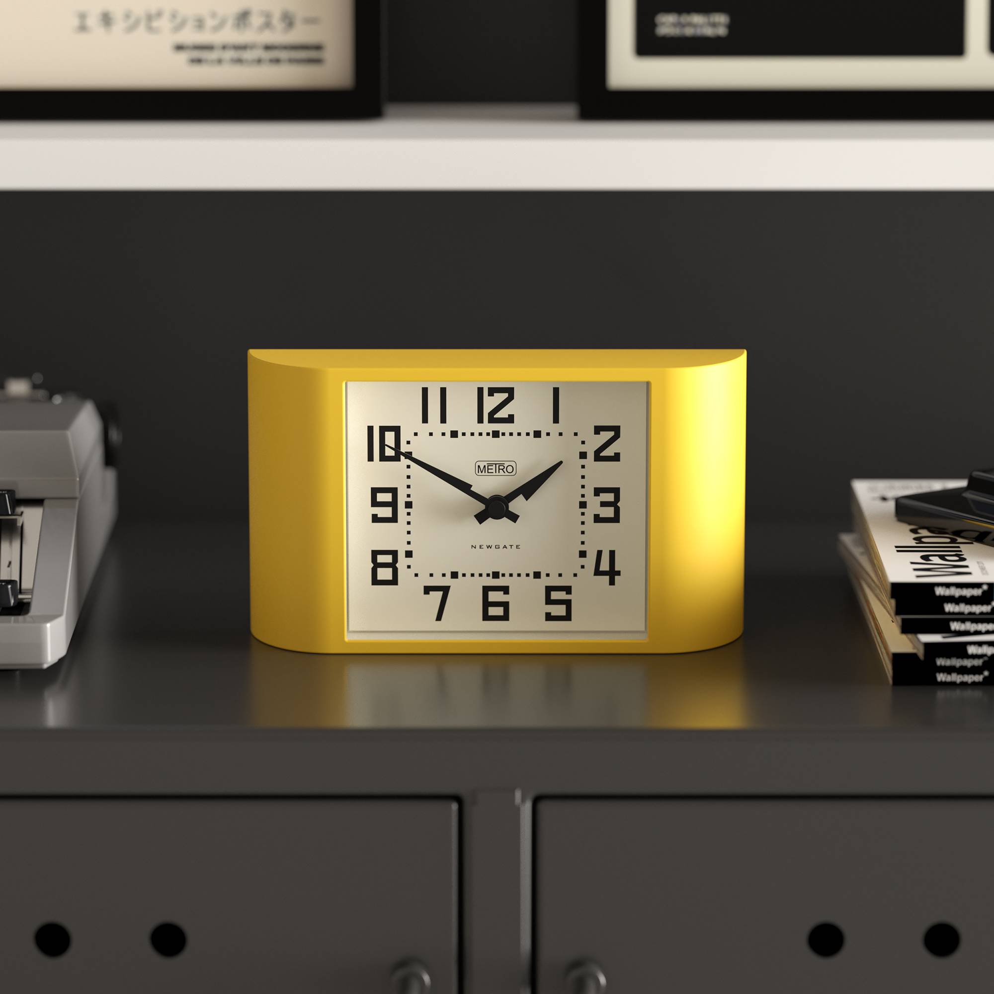 Mini Metro mantel clock in citrus yellow | Silent 'No Tick