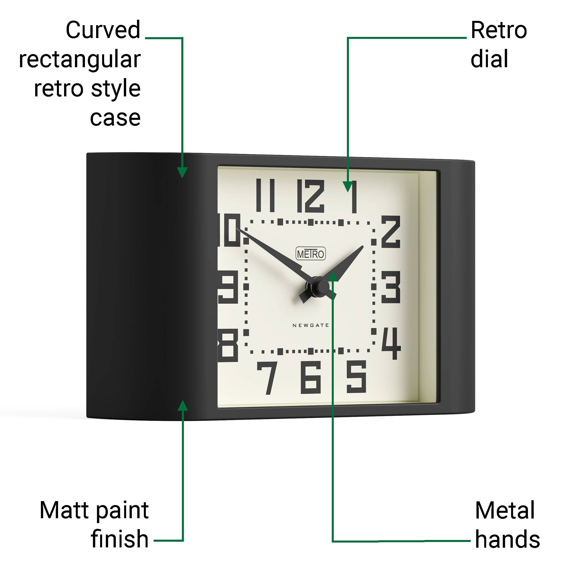 Newgate Mini Metro mantel clock in black – Newgate World