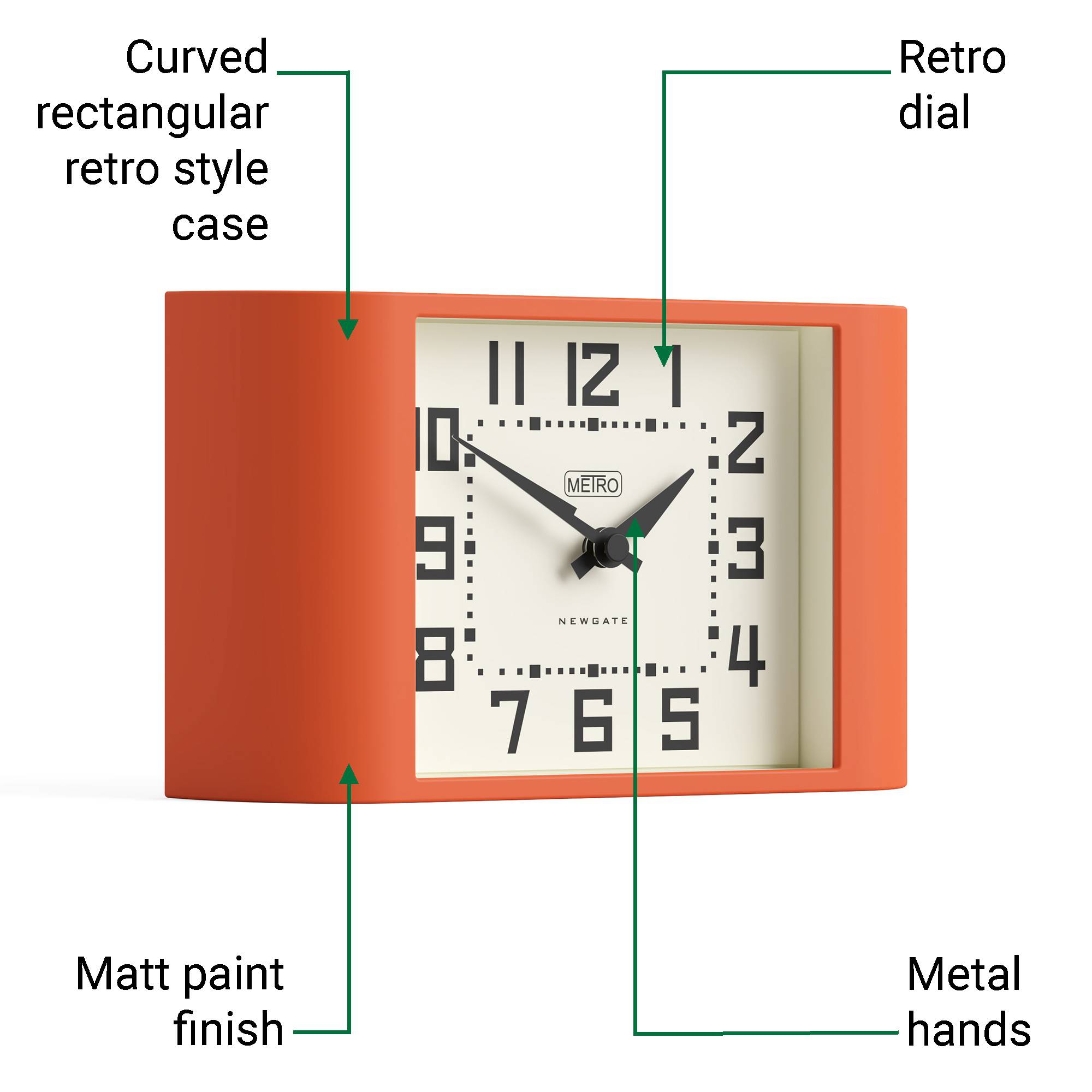 Newgate Mini Metro mantel clock in orange – Newgate World