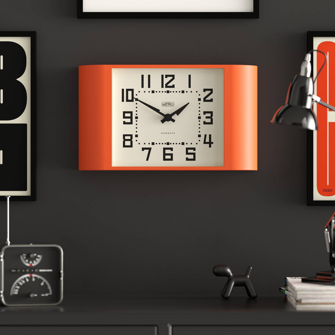 Metro Clock Newgate Metro wall clock in orange – Newgate World