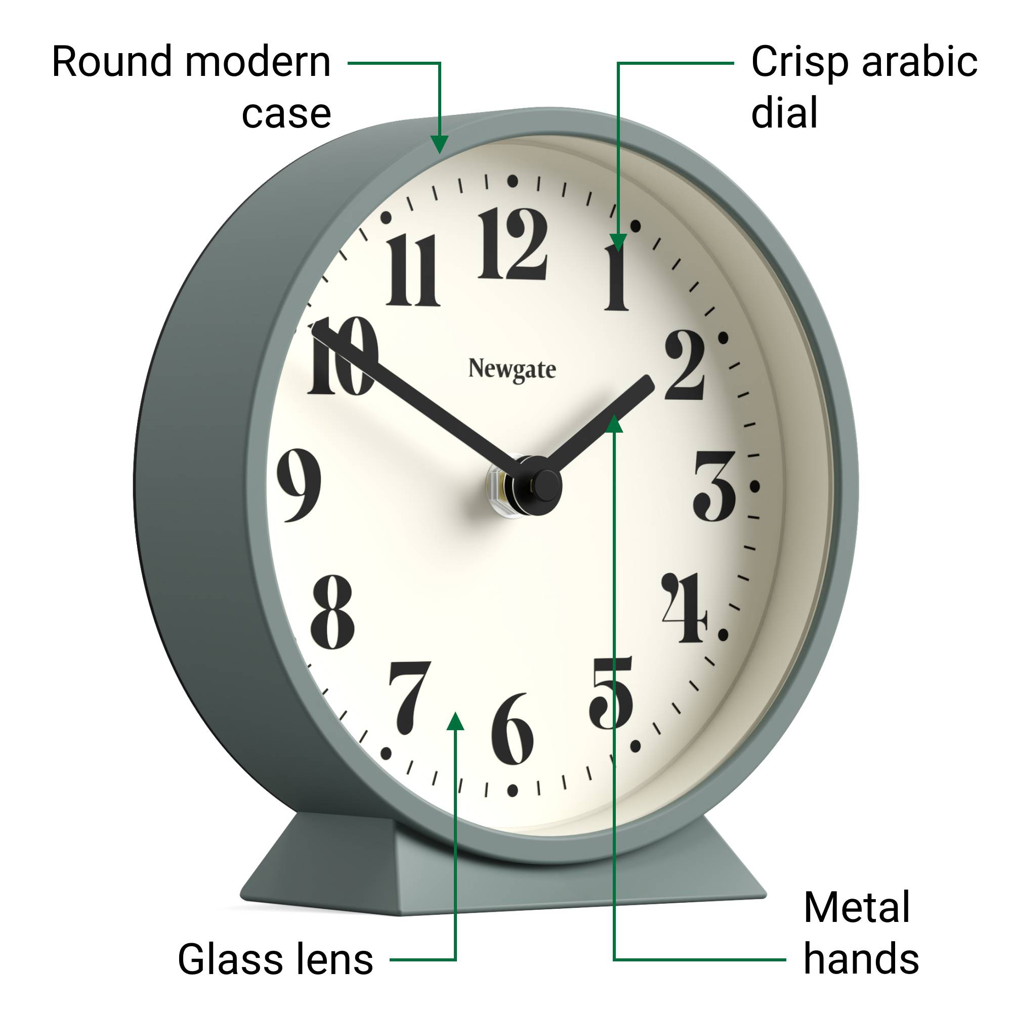 Newgate Theatre mantel clock in asparagus green – Newgate World