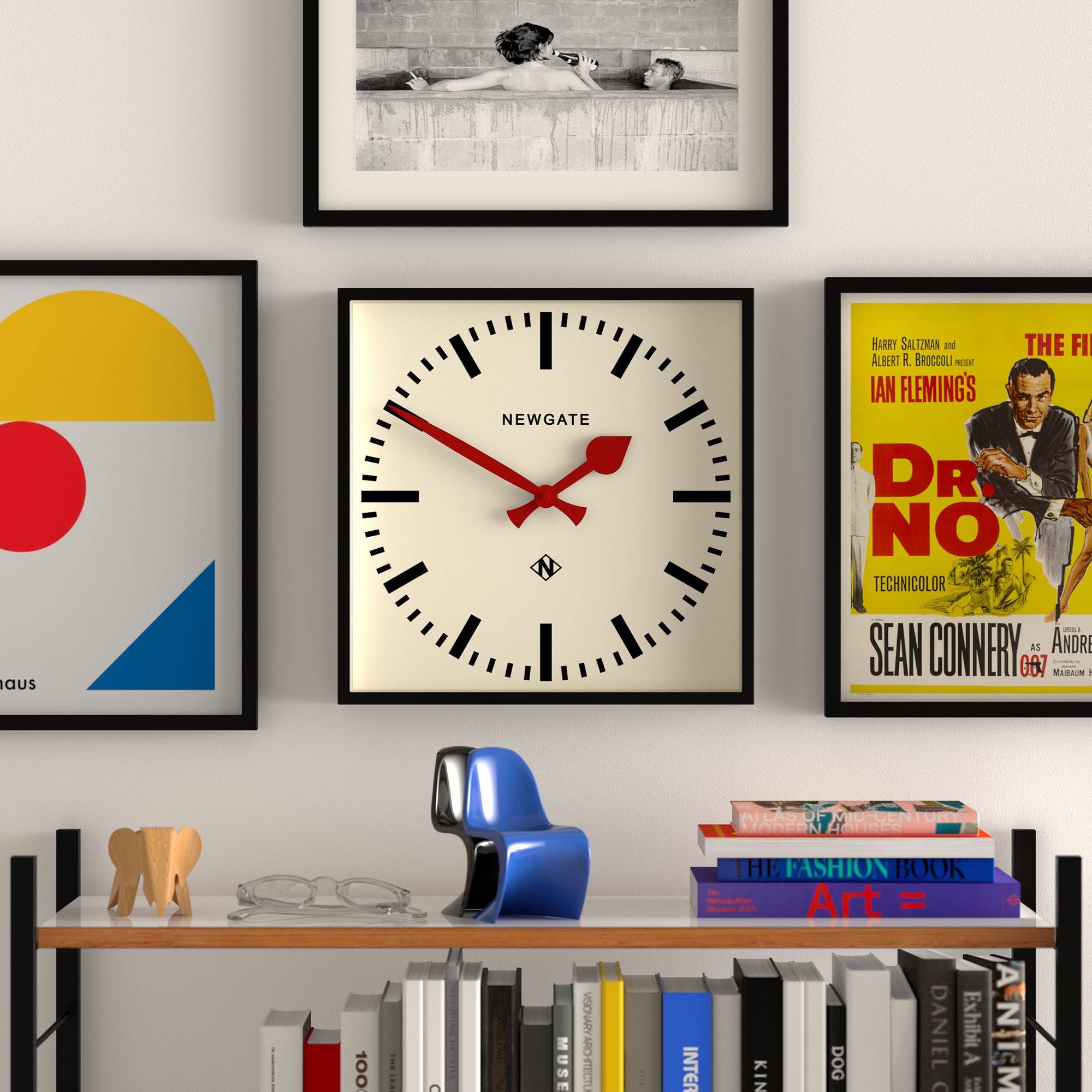 Newgate Number Five Railway wall clock in black and red – Newgate