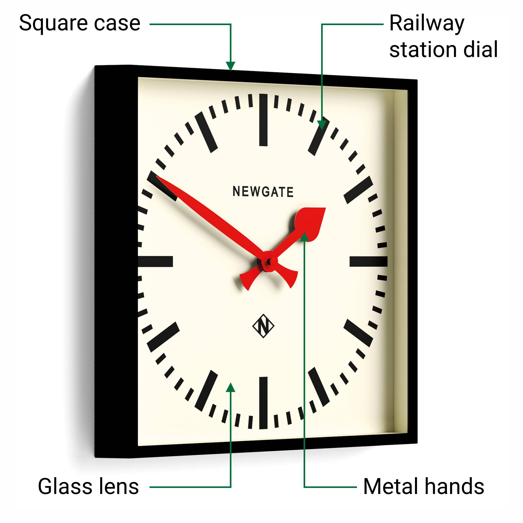 Newgate Number Five Railway wall clock in black and red – Newgate