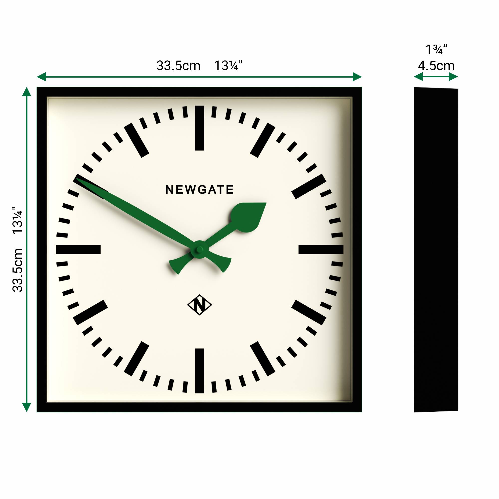 Newgate Number Five Railway wall clock in black and green