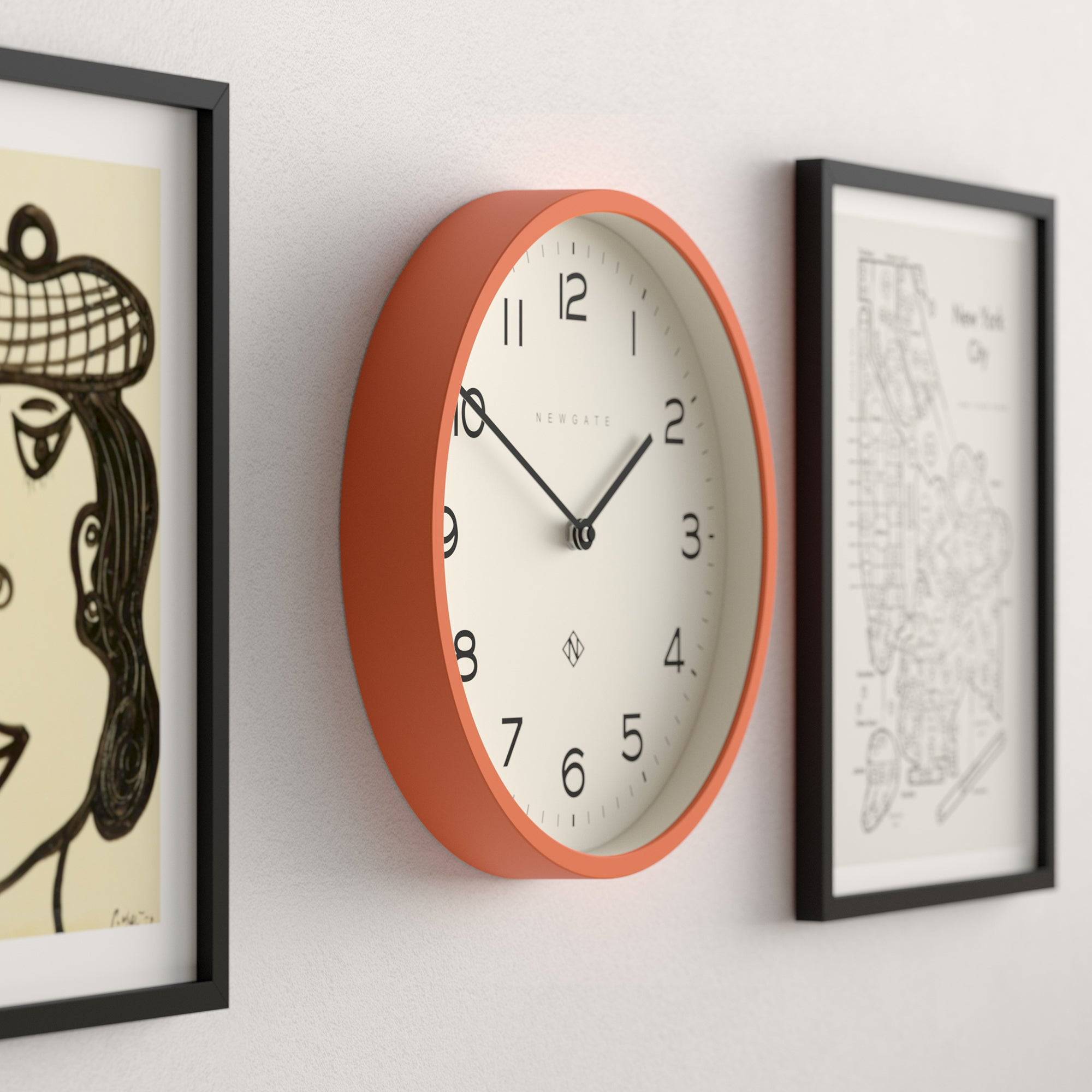 Echo Number Four wall clock in pumpkin orange | Silent 'No Tick