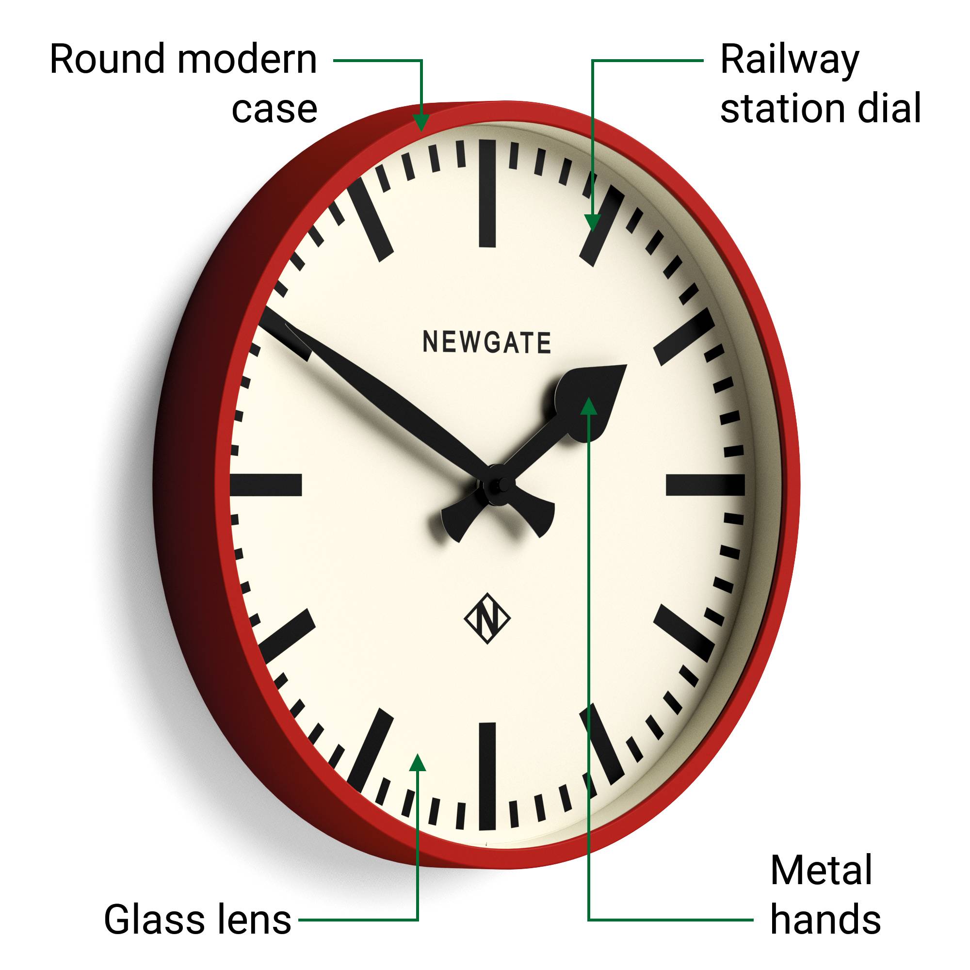 Modern Red Kitchen Wall Clock | Bright Colour – Newgate World