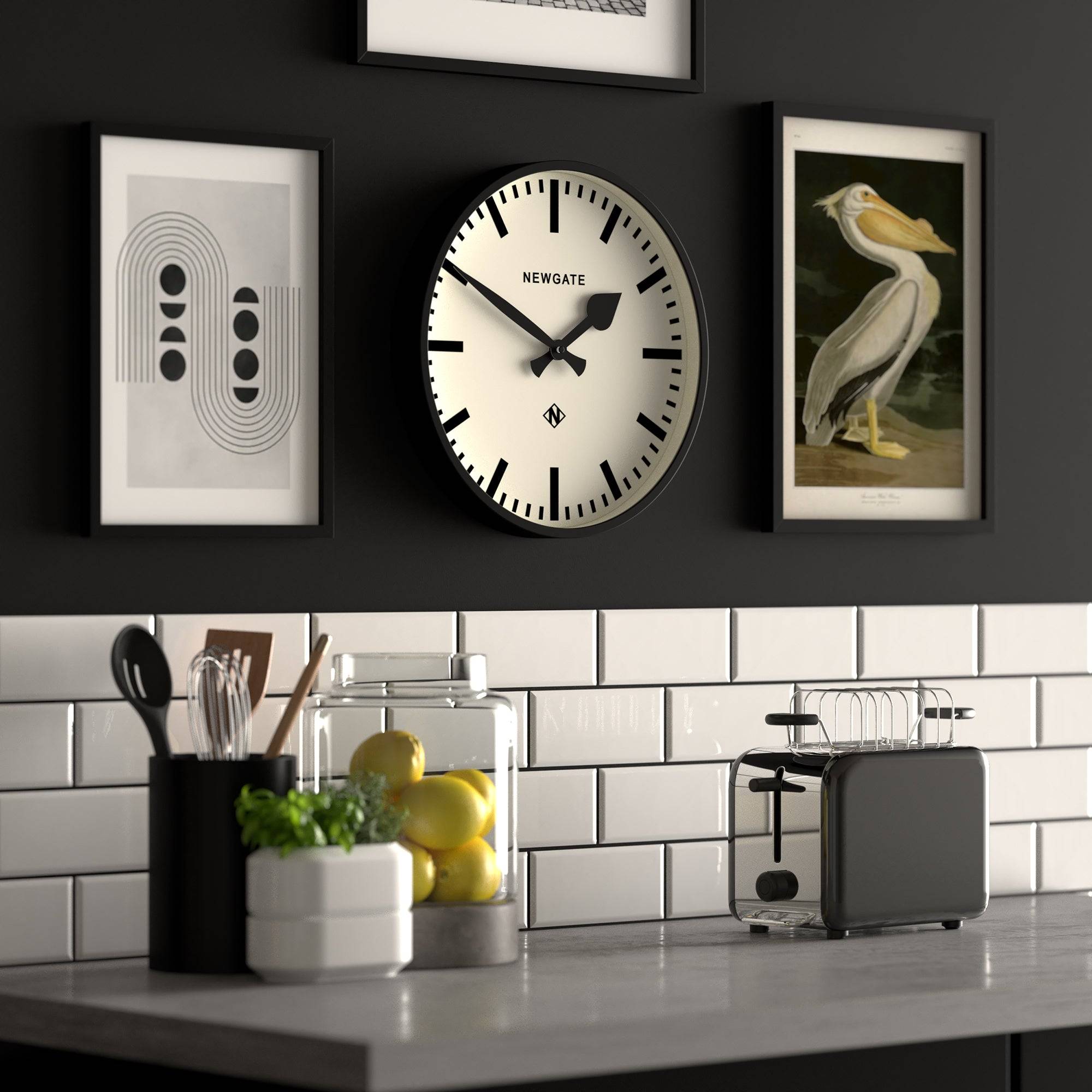 Number Three Railway wall clock in black | 37.5 cm | Newgate World