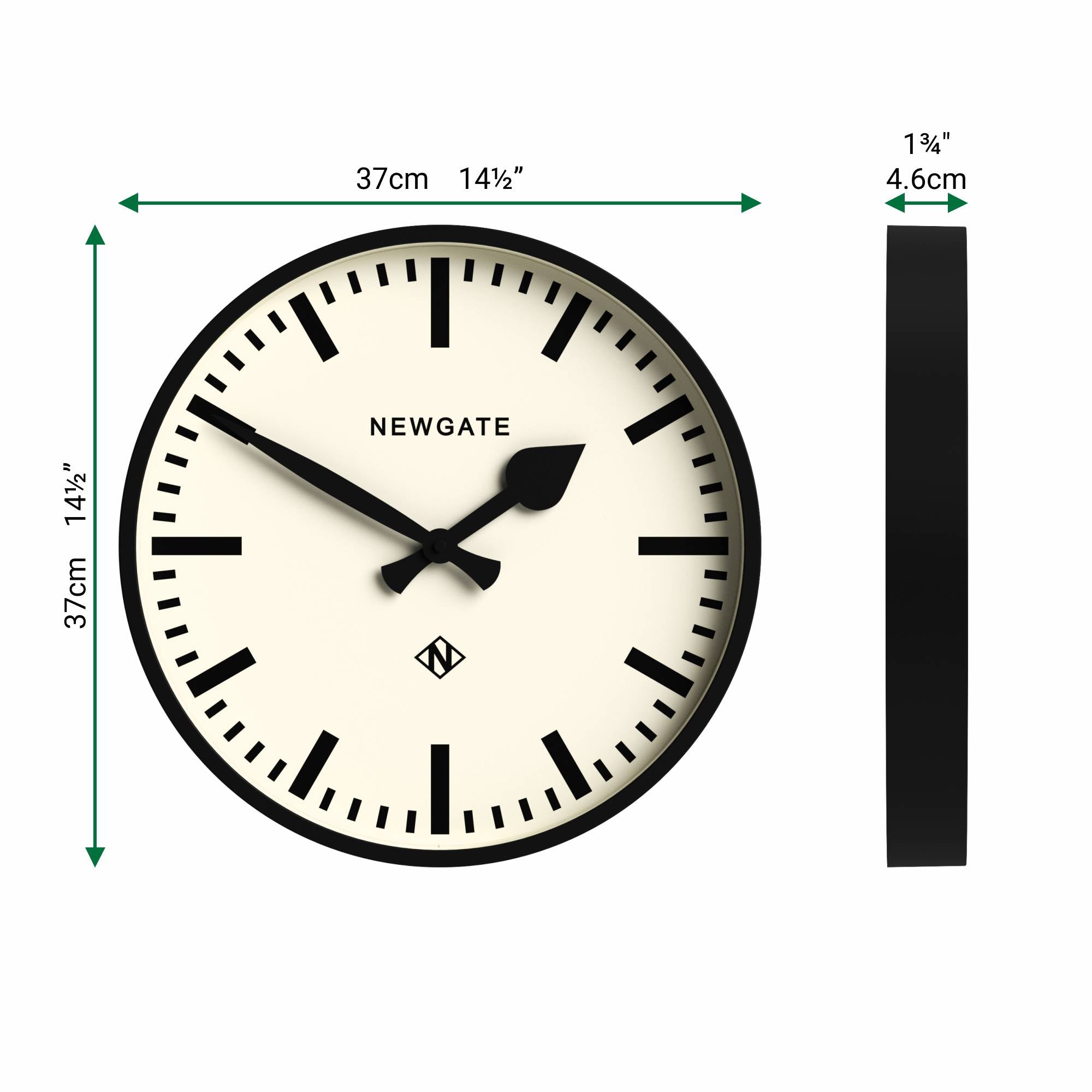 Number Three Railway wall clock in black | 37.5 cm | Newgate World