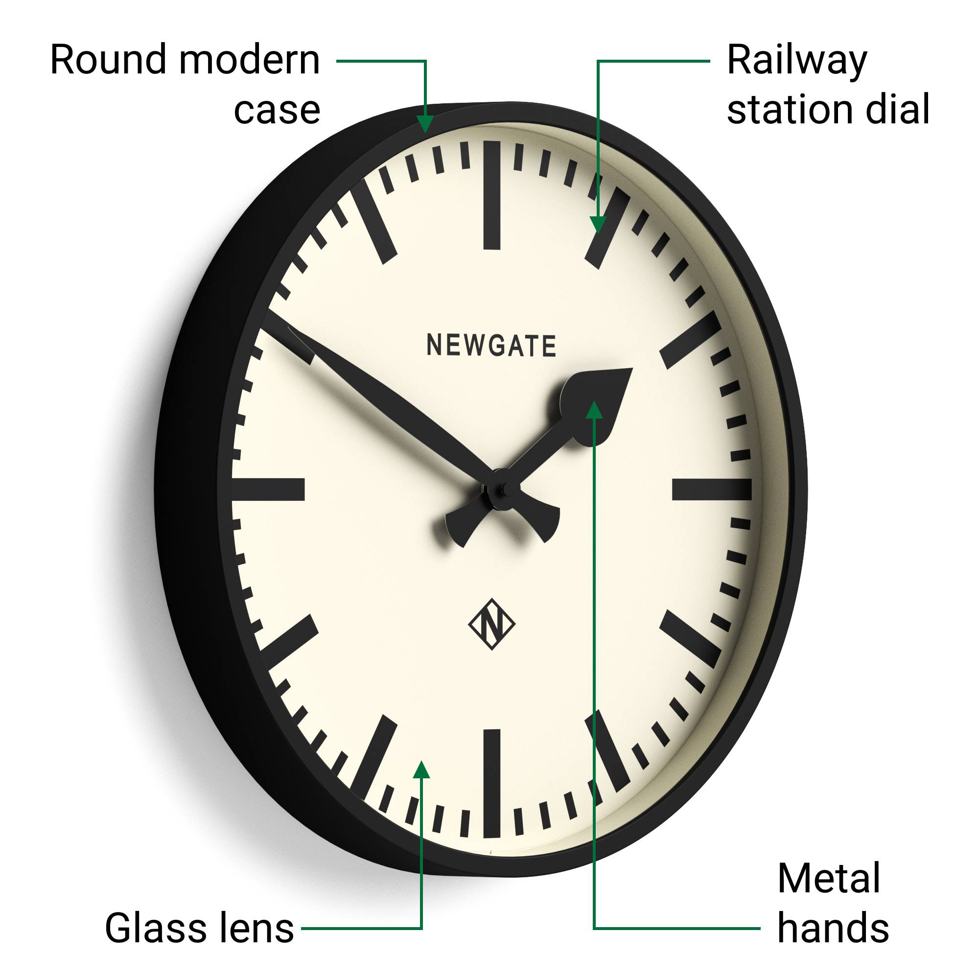 Number Three Railway wall clock in black | 37.5 cm | Newgate World