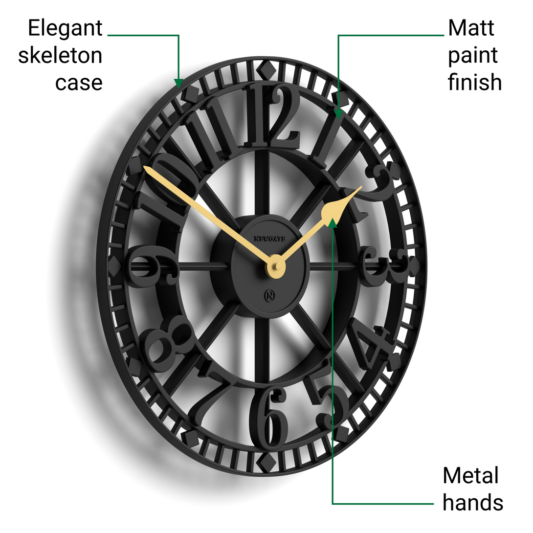 Warehouse wall clock in black | Silent 'No Tick' | 40 cm | Newgate