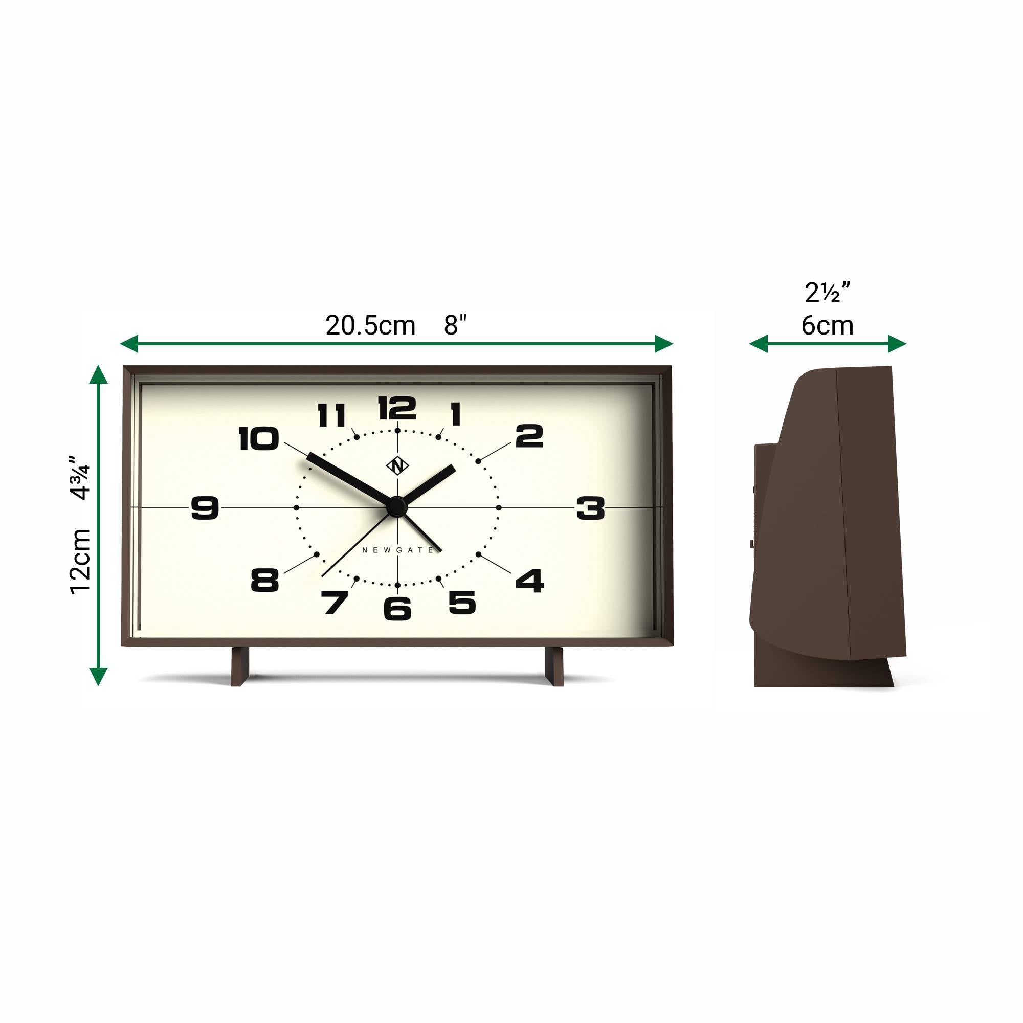 Wideboy alarm clock in mocha brown | Silent 'No Tick' | Newgate World