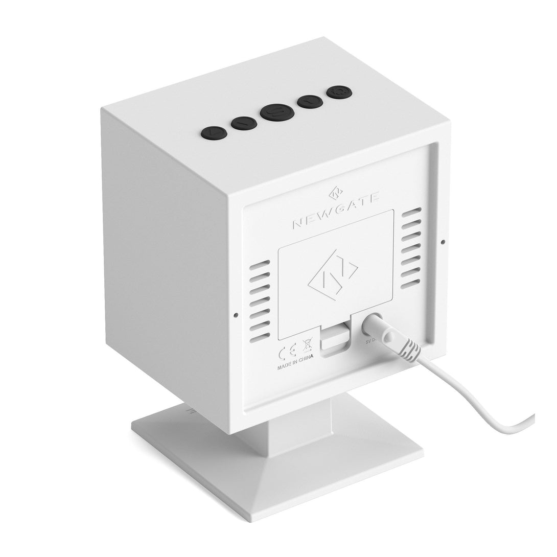 Digital Monolith Alarm Clock | White with Black LCD Display  - Back