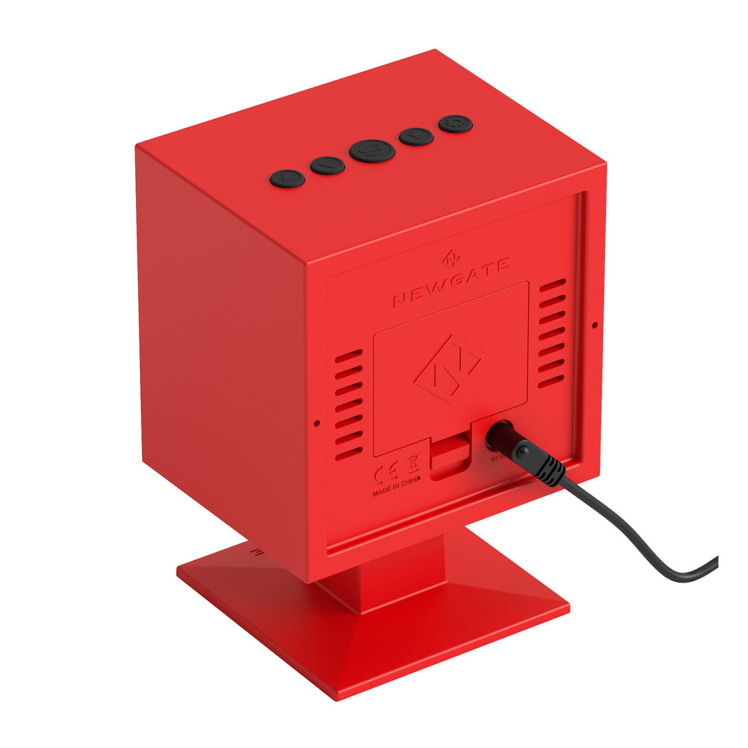 Digital Monolith Alarm Clock | Red with Black LCD Display - Skew - Back