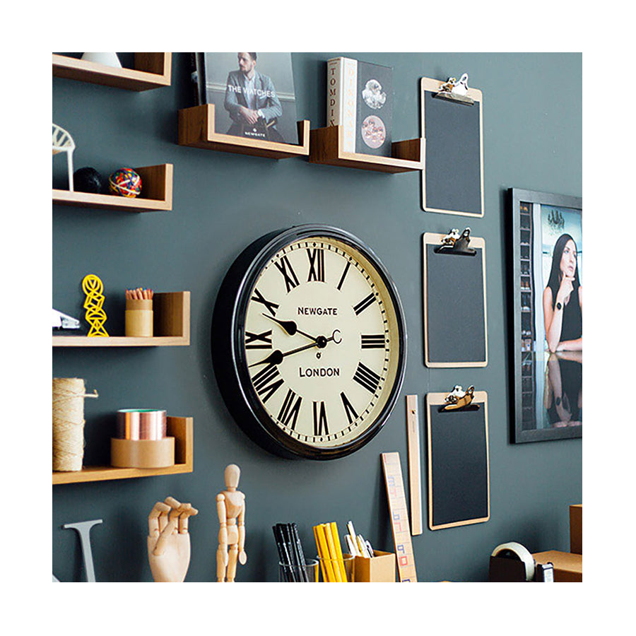 Black Station Wall Clock - Roman Numeral - Classic Large - Newgate Battersby CLJ71K (homeware) 1 copy