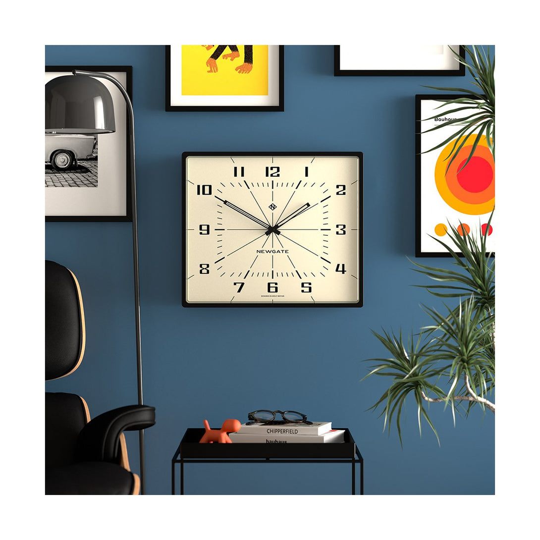 Mid-Century Wall Clock | Cream Dial & Black Case | Front - Style Shot