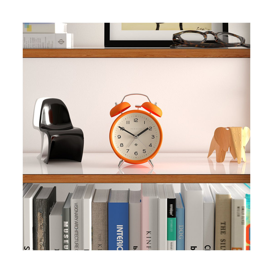 Colourful Modern Alarm Clock - Bright Orange - Charlie Bell - CBM134PO - Style shot