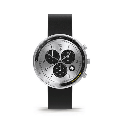 G6 Aspen watch by Newgate World - black and silver with chronograph dial and canvas and leather straps