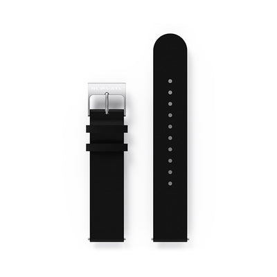 G6S Black Leather Watch Strap - Steel