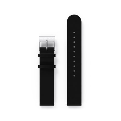 G6 Black Leather Watch Strap - Steel Clasp