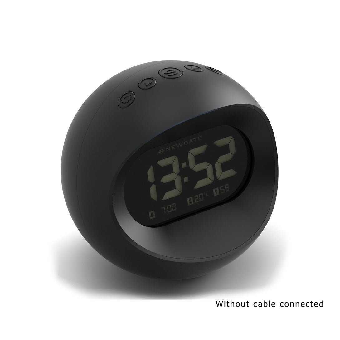 Digital Centre of the Earth Alarm Clock | Black with Black LCD Display - Cable Not connected