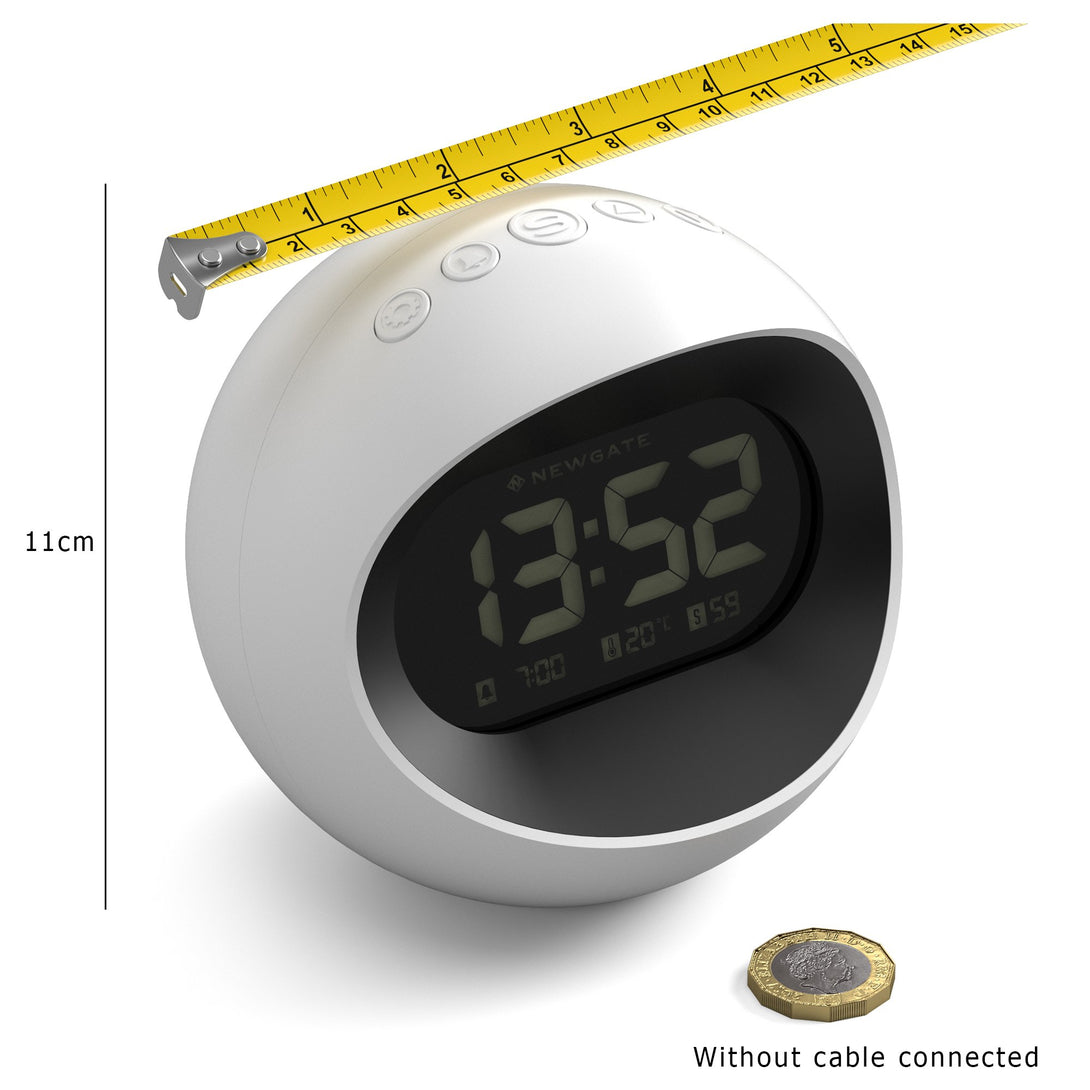 Digital Centre of the Earth Alarm Clock | White with Black LCD Display  - Dim