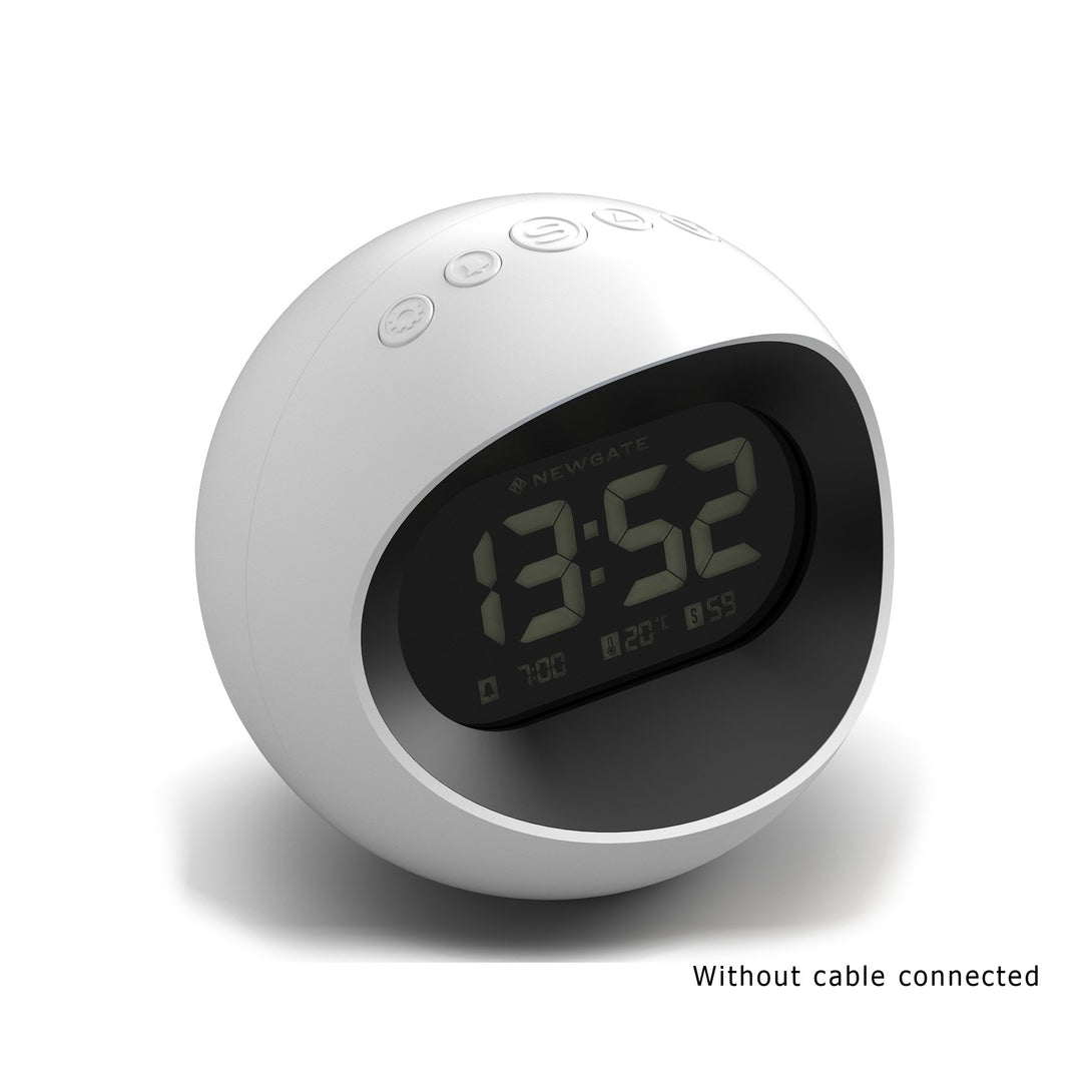 Digital Centre of the Earth Alarm Clock | White with Black LCD Display  - without cable cneected