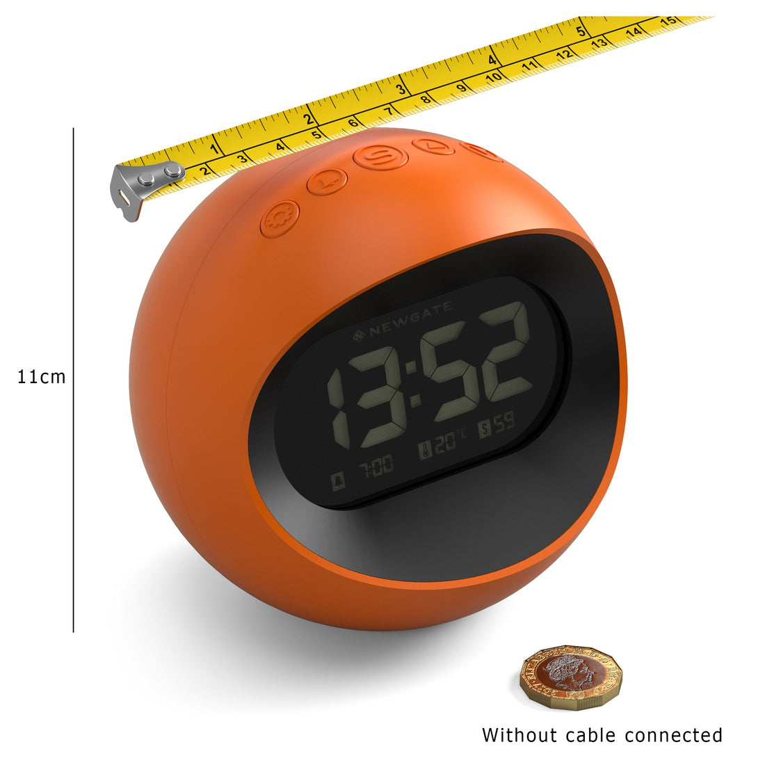 Digital Centre of the Earth Alarm Clock | Orange with Black LCD Display - Dim
