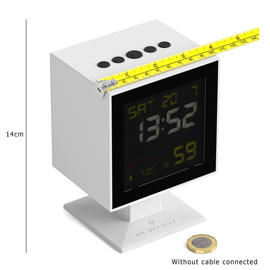Digital Monolith Alarm Clock | White with dim Black LCD Display - 