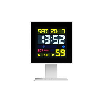 Digital Monolith Alarm Clock | White with Black LCD Display  - Front