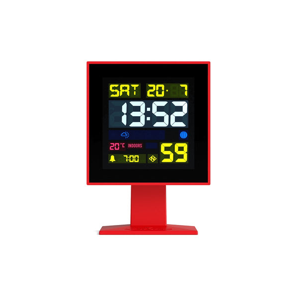 Digital Monolith Alarm Clock | Red with Black LCD Display  - Front