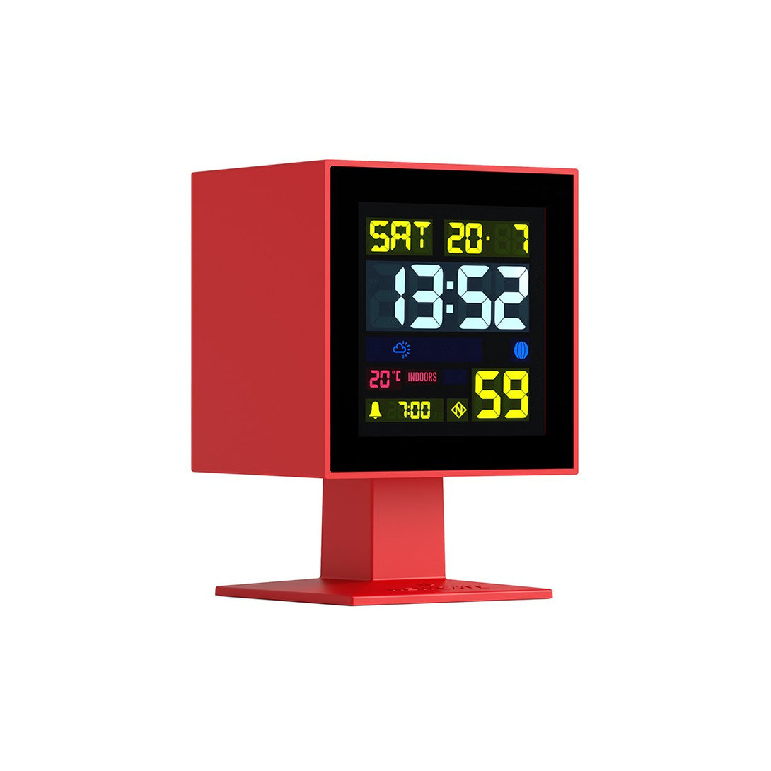 Digital Monolith Alarm Clock | Red with Black LCD Display  - Skew